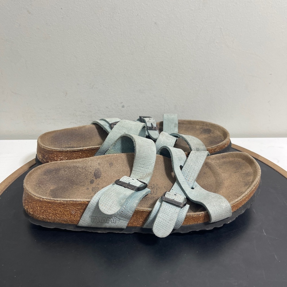 Birkenstock Tatami Sandals Women 5.5 Strappy Buckle Cork Footbed Gray‎ Casual